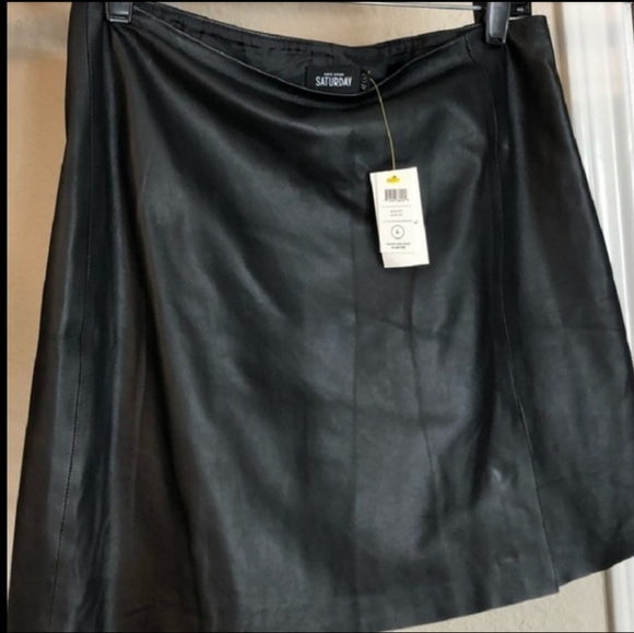 kate spade Dresses & Skirts - Kate Spade Black Genuine Leather Mini Skirt